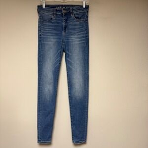 American Eagle Hi-Rise Jegging Women 6 Long Blue Excellent Next Level Stretch